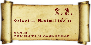 Kolovits Maximilián névjegykártya
